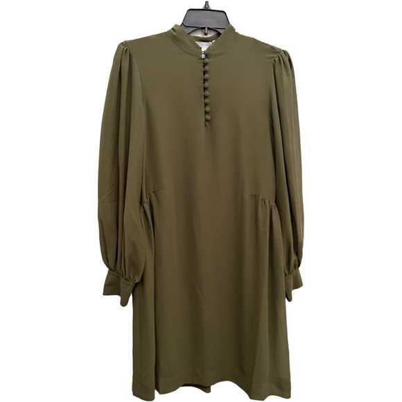 HUGO Boss DERINNE LONG SLEEVE SHIFT DRESS IN KHAKI - Picture 5 of 16